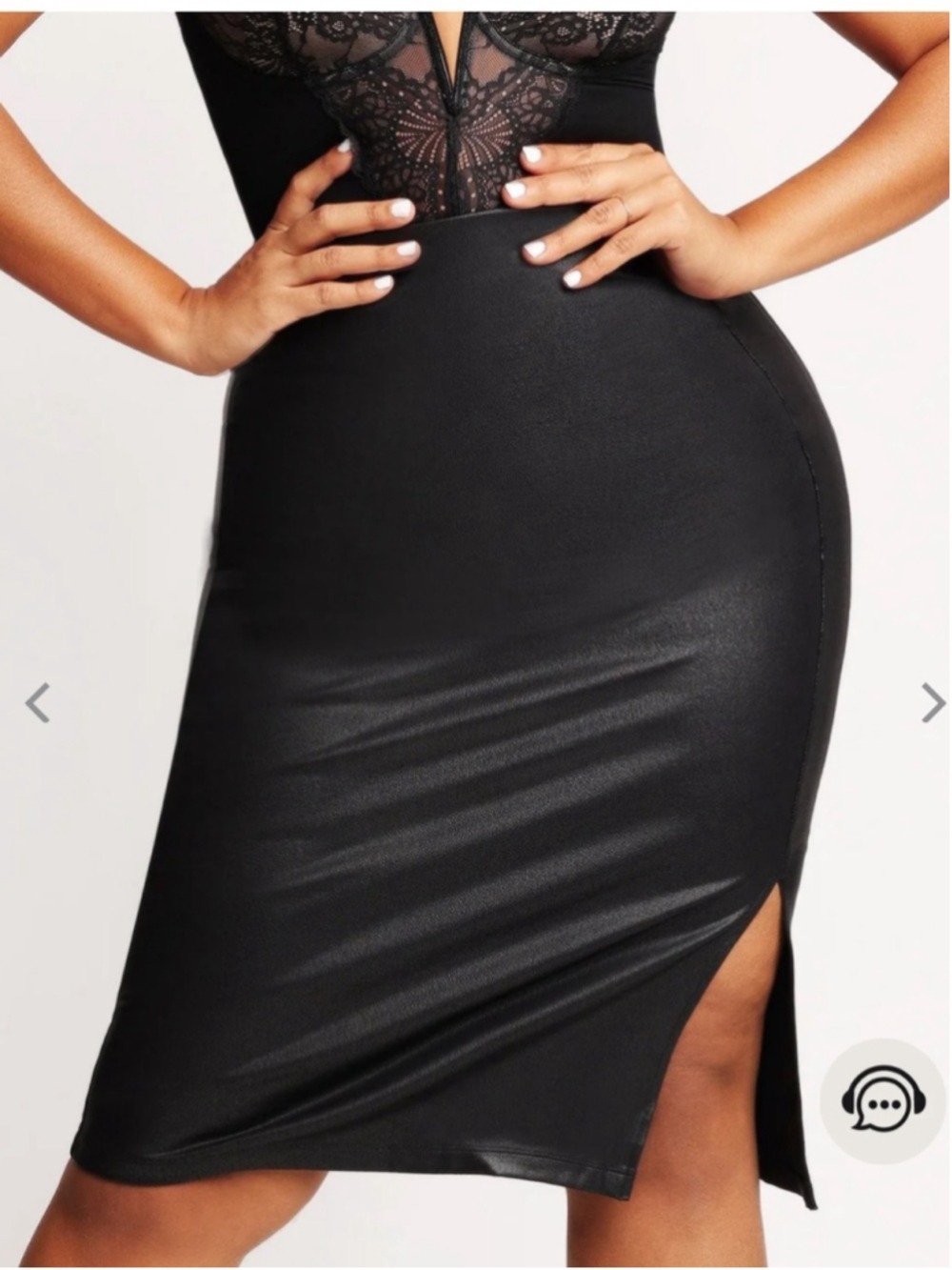 POPILUSH Shapewear Sculpting Faux Leather Front Slit Midi Skirt Size 3X